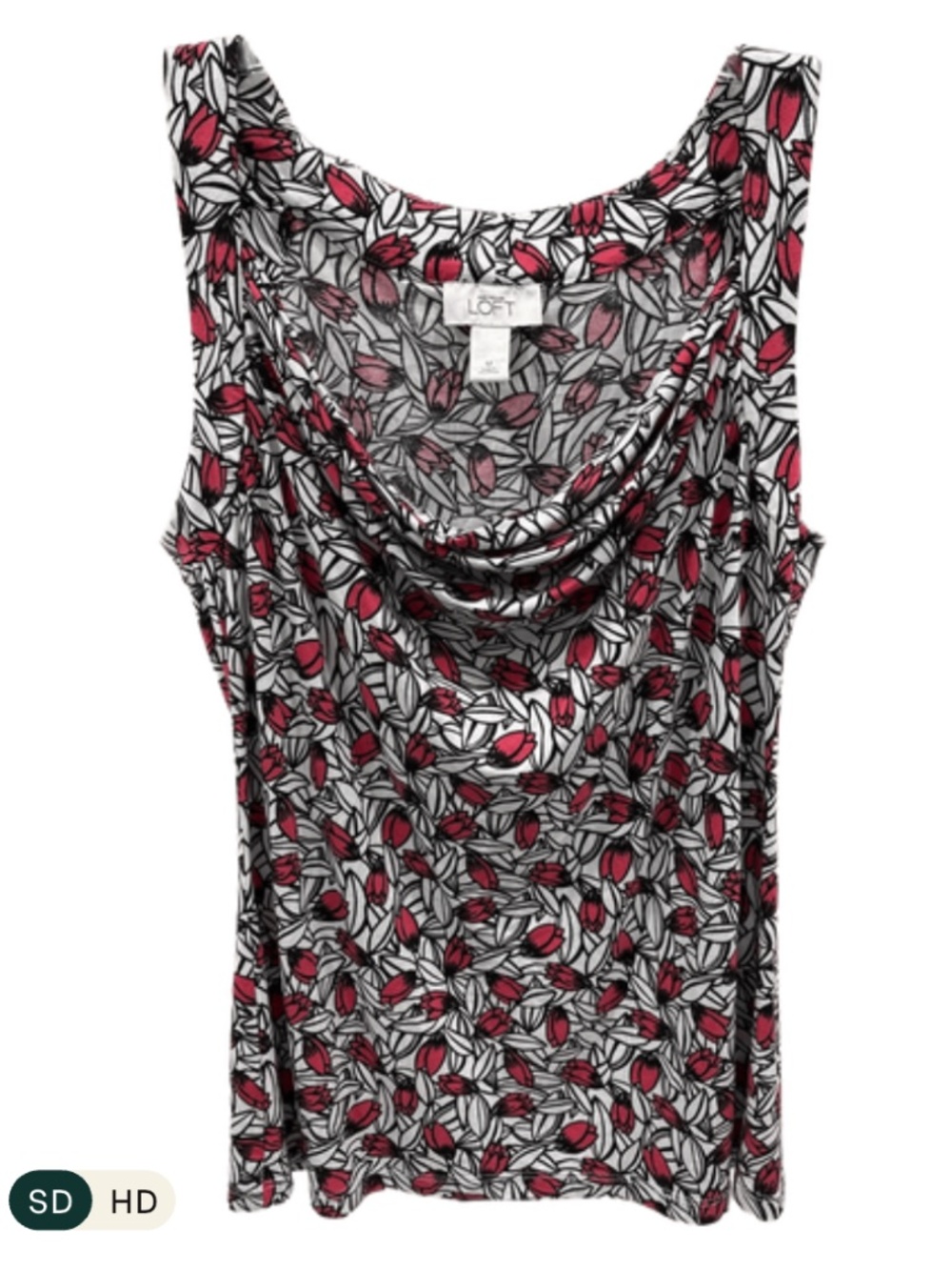 Ann Taylor LOFT Floral Tank Top | Red Black White | Medium | Like New